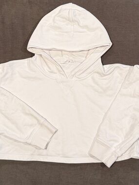 Lululemon Cropped White Hooded Sweatshirt
